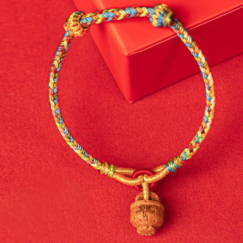 Nimara Ritual Peach Wood Fu Character Safe And Well Wealth Bracelet
