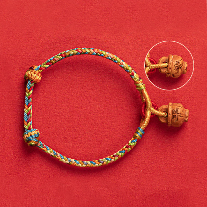 Nimara Ritual Peach Wood Fu Character Safe And Well Wealth Bracelet