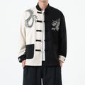 Nimara Ritual Dragon Embroidery Casual Frog-button Cotton Men's Jacket Shirt Clothing