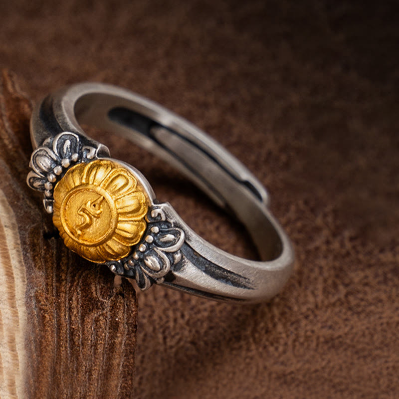 Nimara Ritual 925 Sterling Silver Plated Gold Bodhisattva Tara Protection Adjustable Ring