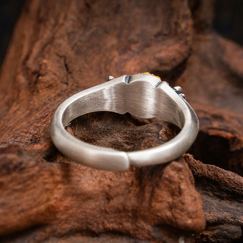 Nimara Ritual 925 Sterling Silver Plated Gold Bodhisattva Tara Protection Adjustable Ring