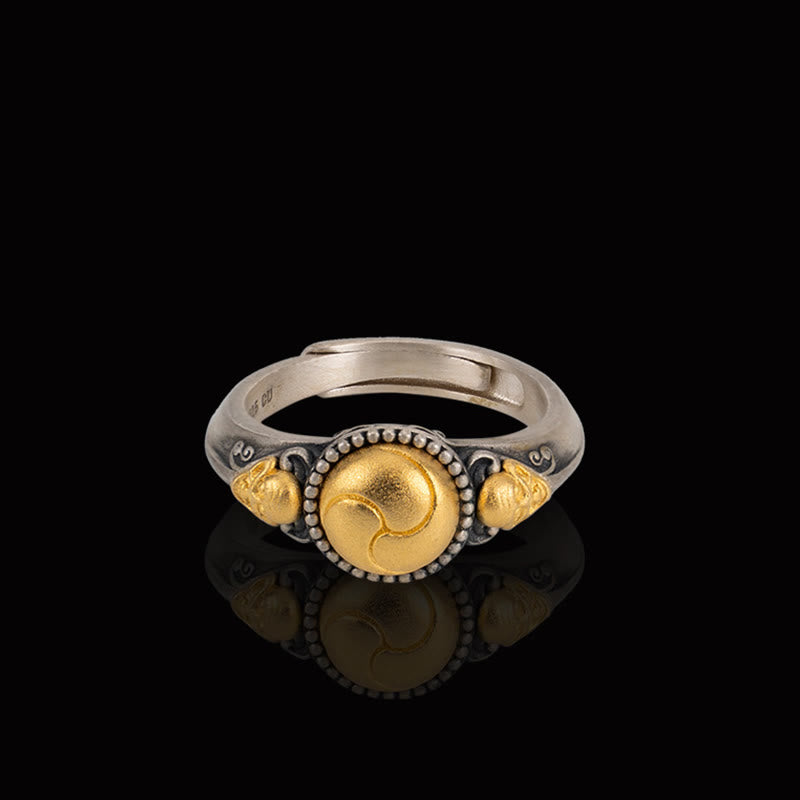 Nimara Ritual 925 Sterling Silver Plated Gold Skeleton Balance Adjustable Ring