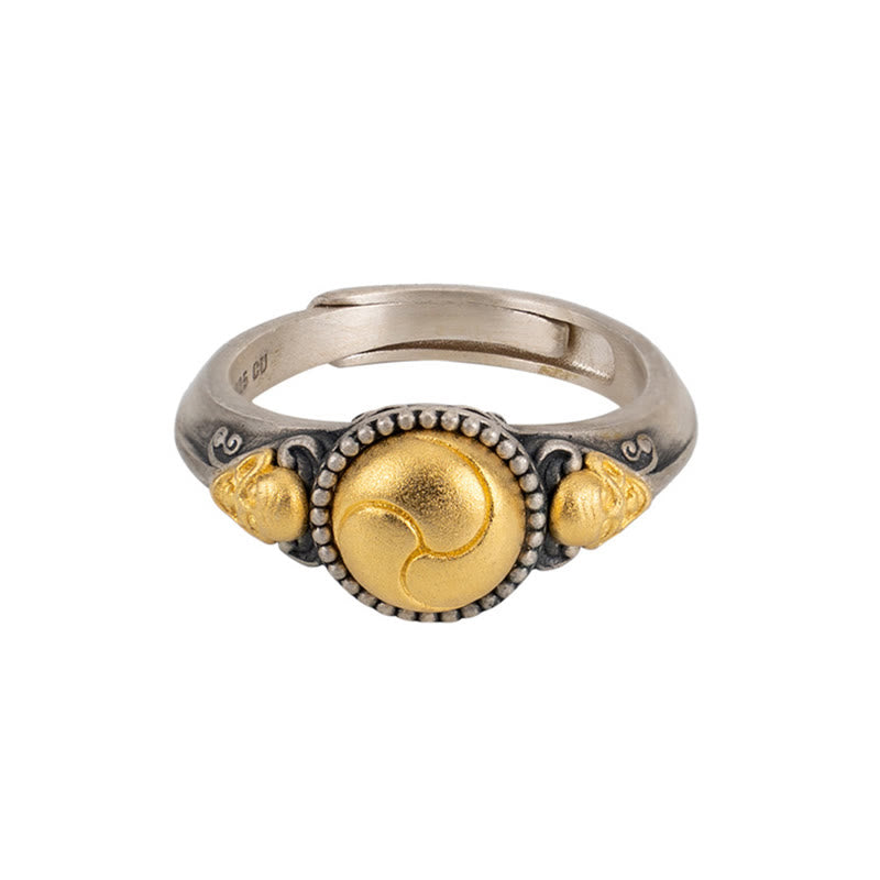 Nimara Ritual 925 Sterling Silver Plated Gold Skeleton Balance Adjustable Ring