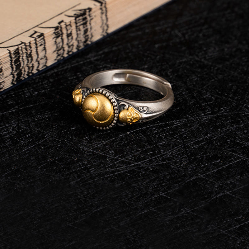 Nimara Ritual 925 Sterling Silver Plated Gold Skeleton Balance Adjustable Ring