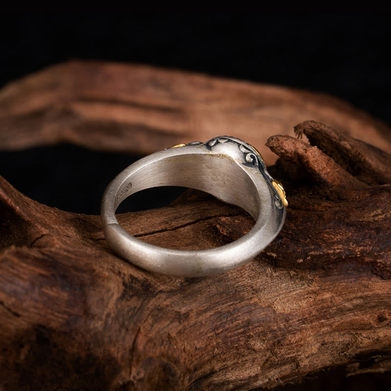 Nimara Ritual 925 Sterling Silver Plated Gold Skeleton Balance Adjustable Ring
