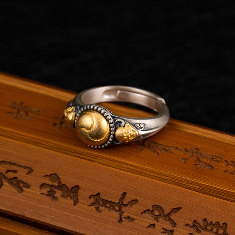 Nimara Ritual 925 Sterling Silver Plated Gold Skeleton Balance Adjustable Ring