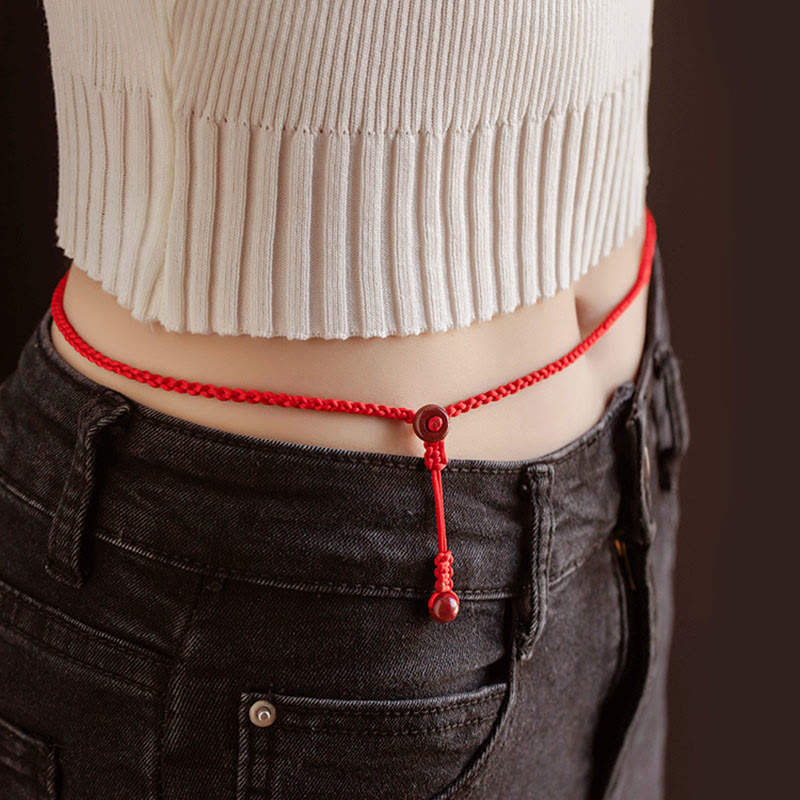 Nimara Ritual Natural Cinnabar Calm Blessing Red String Belly Chain