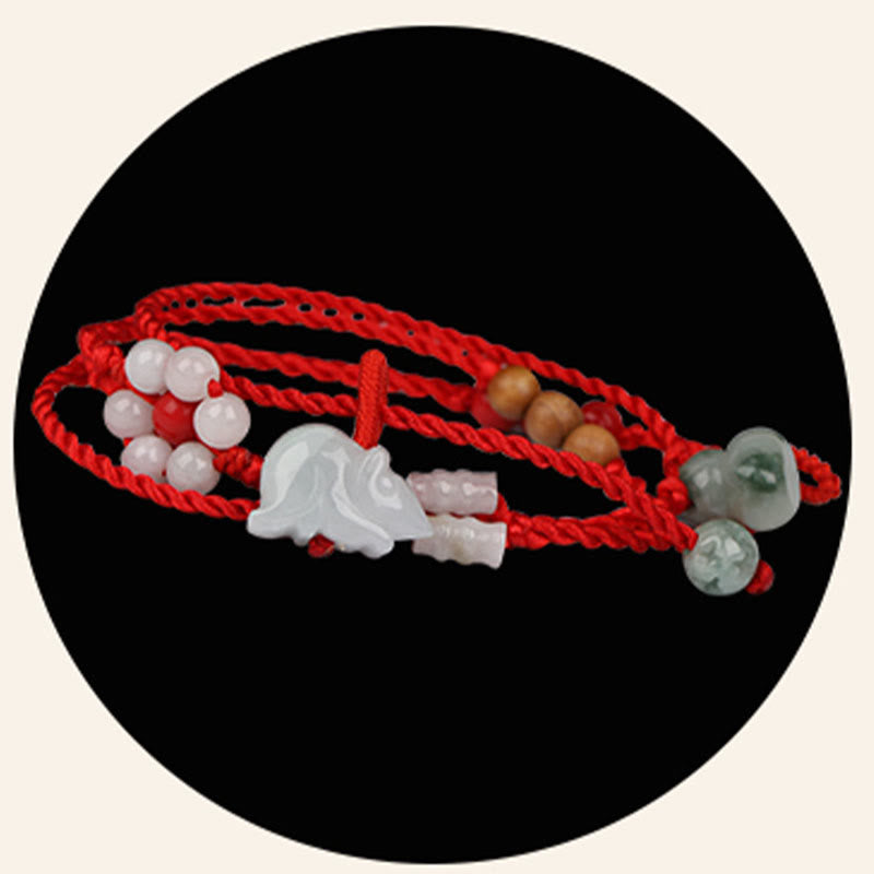 Nimara Ritual Chinese Zodiac Peach Wood Blessing Red String Belly Chain