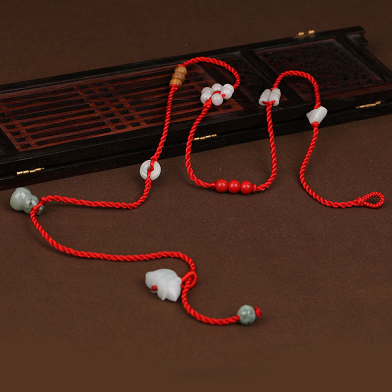 Nimara Ritual Chinese Zodiac Peach Wood Blessing Red String Belly Chain