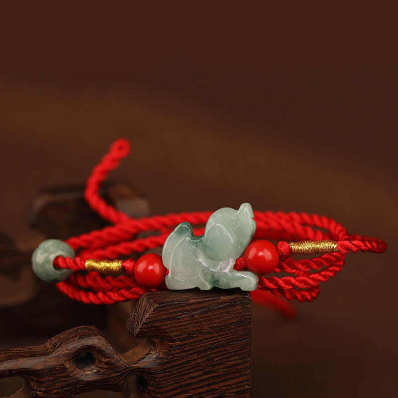 Nimara Ritual Jade Peace Buckle Blessing Red String Belly Chain