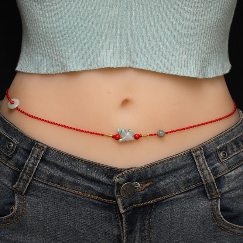 Nimara Ritual Jade Peace Buckle Blessing Red String Belly Chain