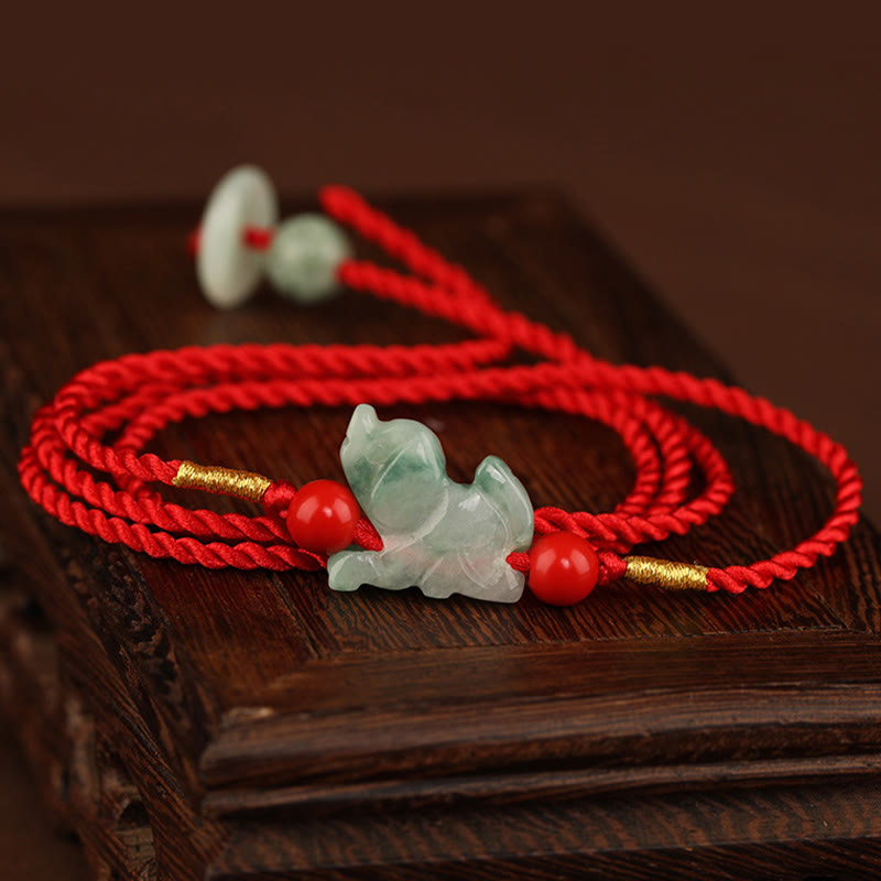 Nimara Ritual Jade Peace Buckle Blessing Red String Belly Chain