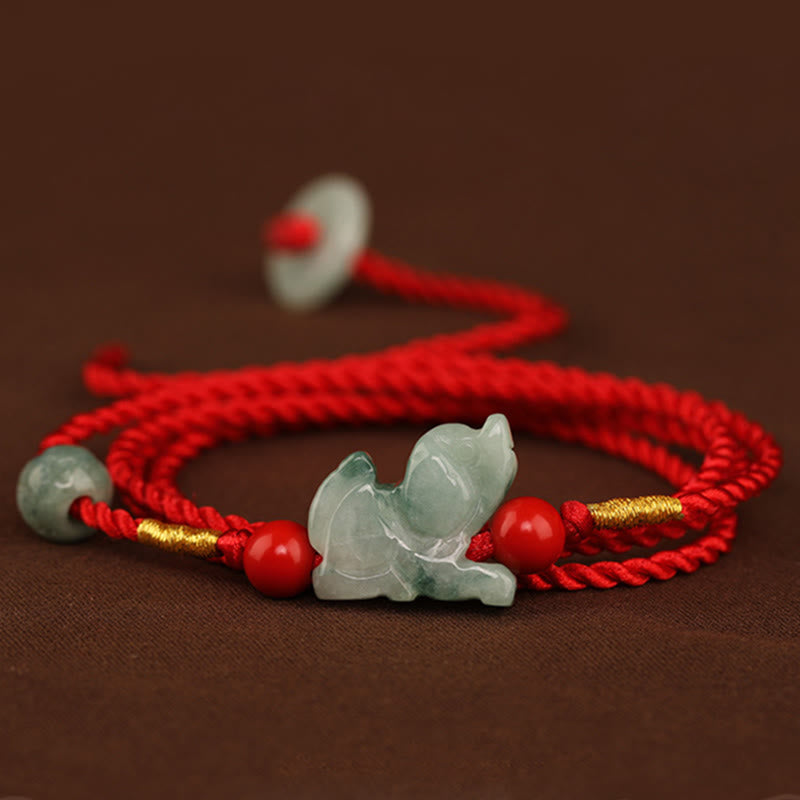 Nimara Ritual Jade Peace Buckle Blessing Red String Belly Chain