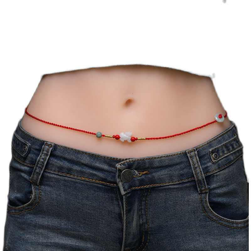 Nimara Ritual Jade Peace Buckle Blessing Red String Belly Chain