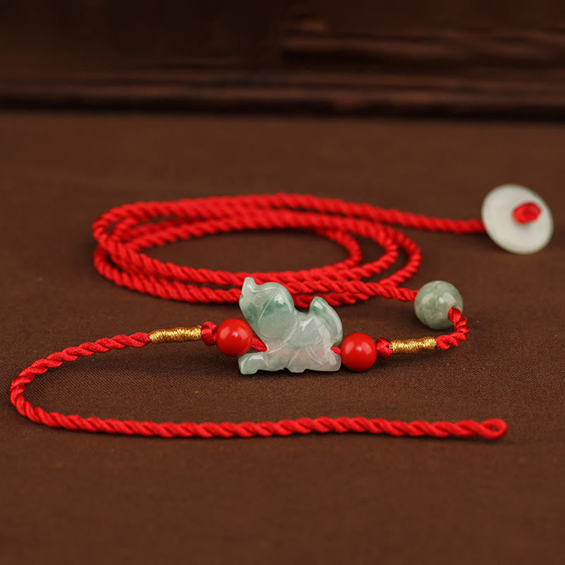 Nimara Ritual Jade Peace Buckle Blessing Red String Belly Chain