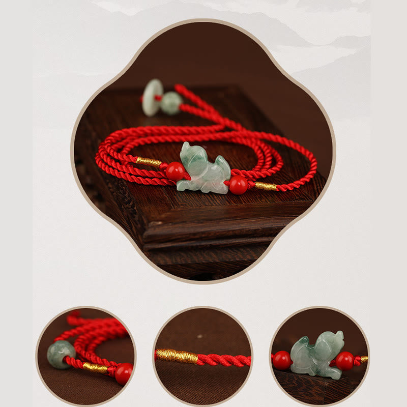 Nimara Ritual Jade Peace Buckle Blessing Red String Belly Chain