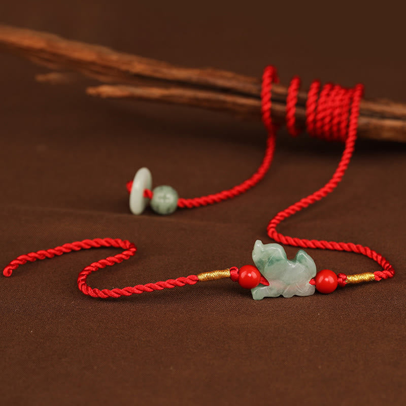 Nimara Ritual Jade Peace Buckle Blessing Red String Belly Chain