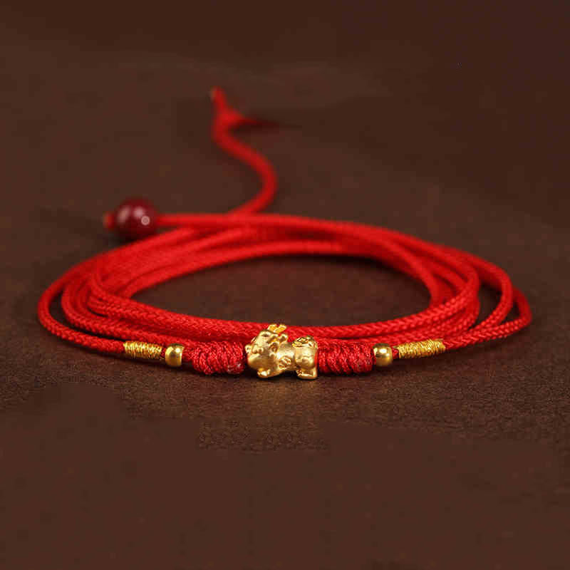 Nimara Ritual 999 Solid Gold Red String Belly Chain