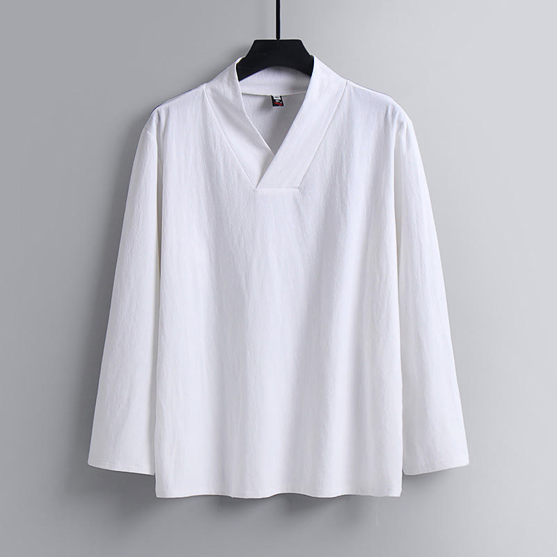Nimara Ritual Cross-Collars Cropped Bloomers Cotton Tang Suit Hanfu Top Pants Clothing Men's Set