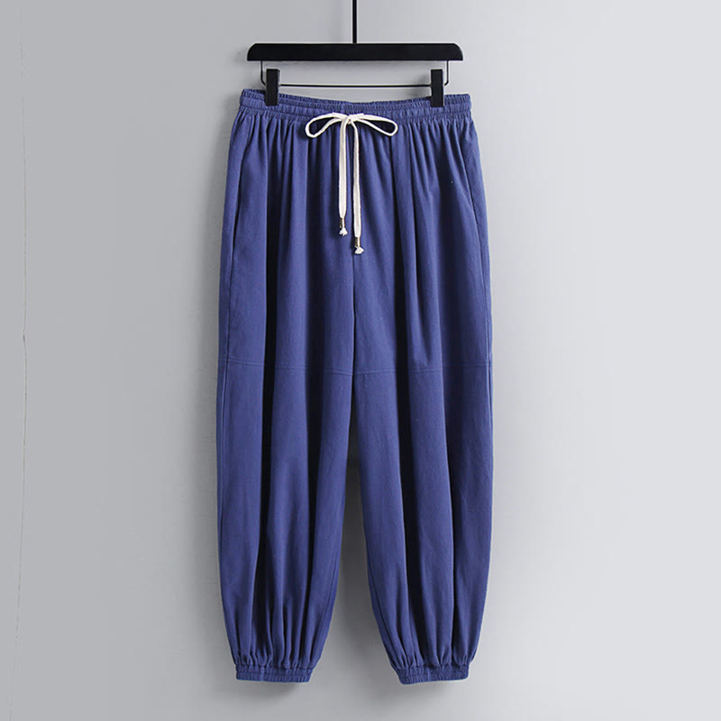 Nimara Ritual Cross-Collars Cropped Bloomers Cotton Tang Suit Hanfu Top Pants Clothing Men's Set