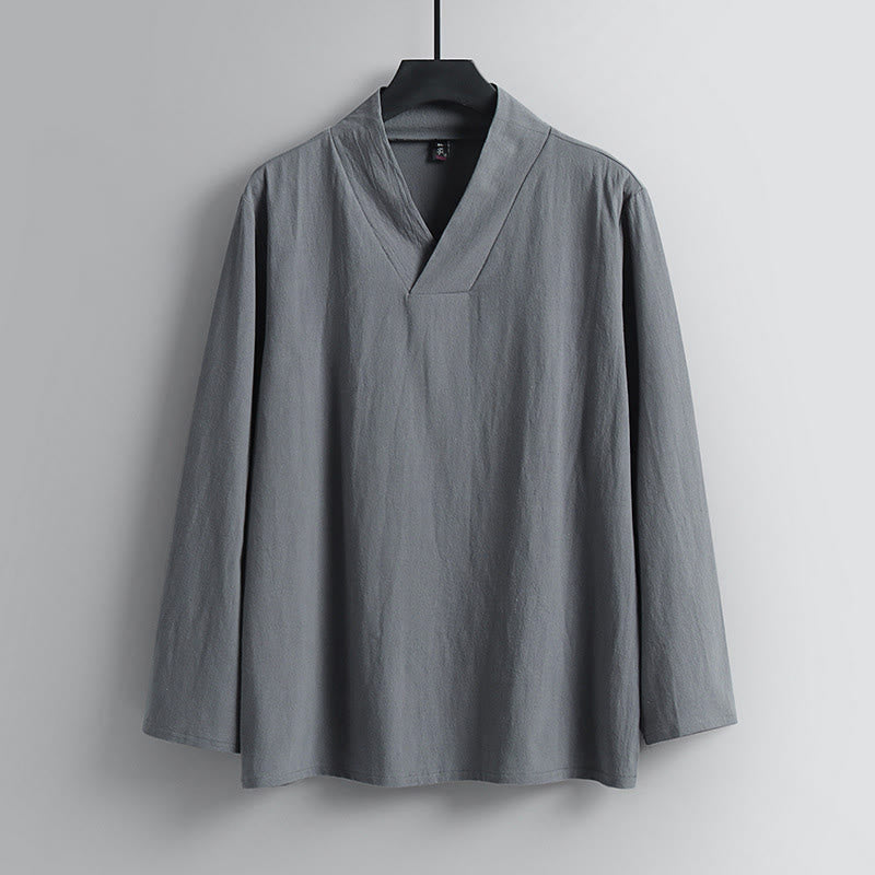 Nimara Ritual Cross-Collars Cropped Bloomers Cotton Tang Suit Hanfu Top Pants Clothing Men's Set