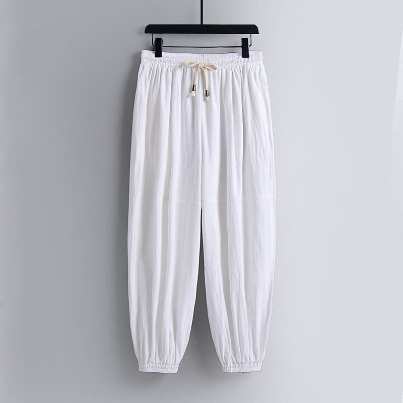 Nimara Ritual Cross-Collars Cropped Bloomers Cotton Tang Suit Hanfu Top Pants Clothing Men's Set