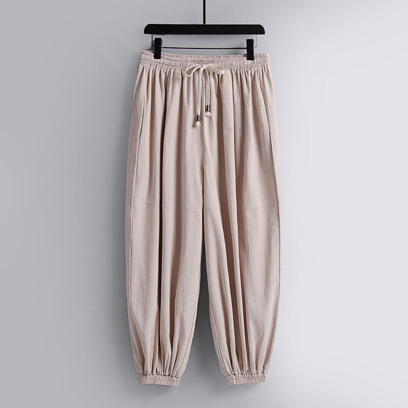 Nimara Ritual Cross-Collars Cropped Bloomers Cotton Tang Suit Hanfu Top Pants Clothing Men's Set