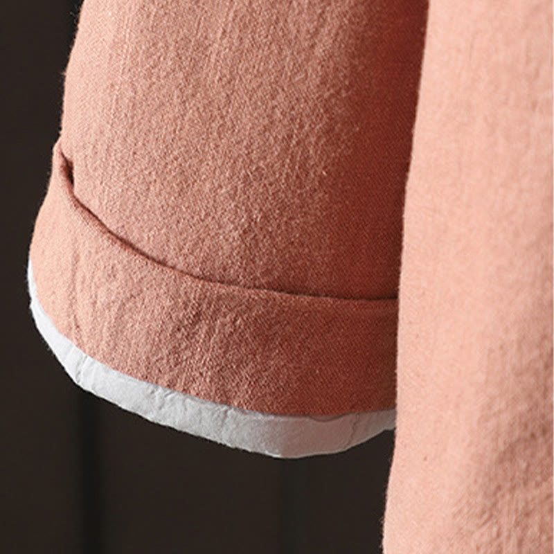 Nimara Ritual Solid Color Casual Frog-button Turtleneck Cotton Linen Women's Jacket Clothing
