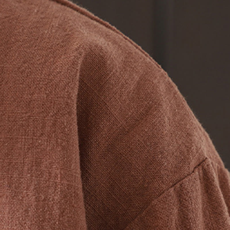 Nimara Ritual Solid Color Casual Frog-button Turtleneck Cotton Linen Women's Jacket Clothing