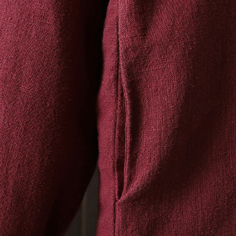 Nimara Ritual Solid Color Casual Frog-button Turtleneck Cotton Linen Women's Jacket Clothing