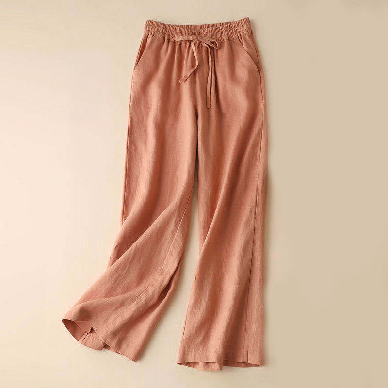 Nimara Ritual Casual High Waist Lace-up Wide Leg Pants With Pockets