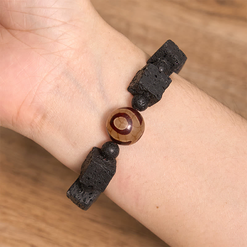 Nimara Ritual Lava Rock Dzi Bead Healing Bracelet