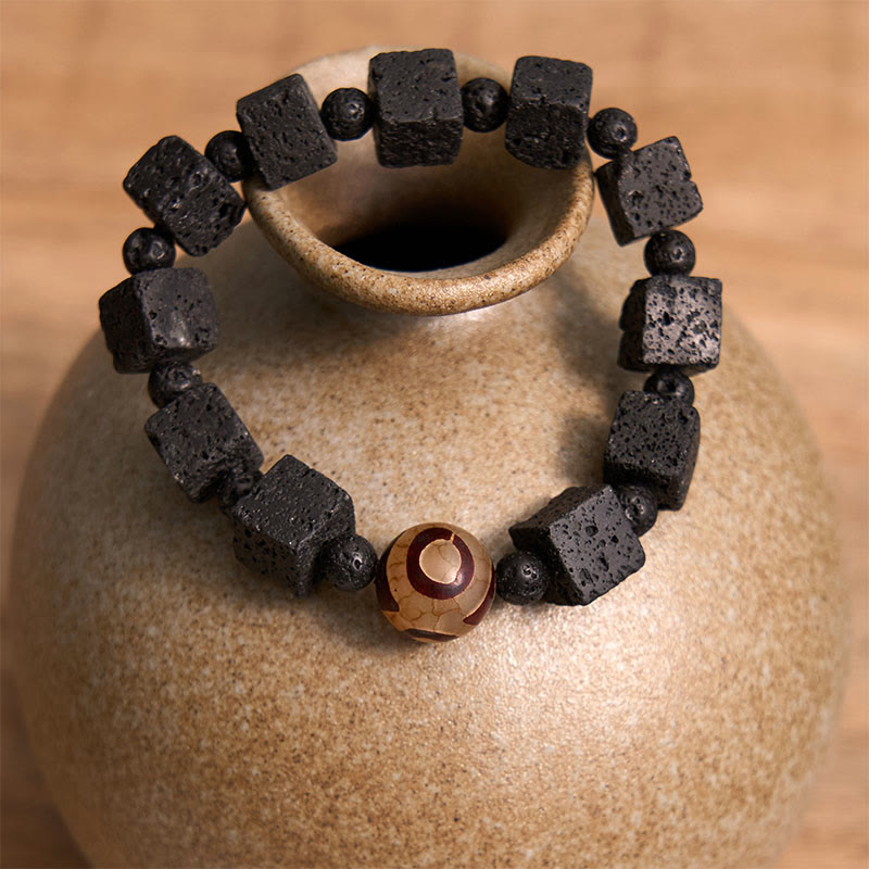 Nimara Ritual Lava Rock Dzi Bead Healing Bracelet