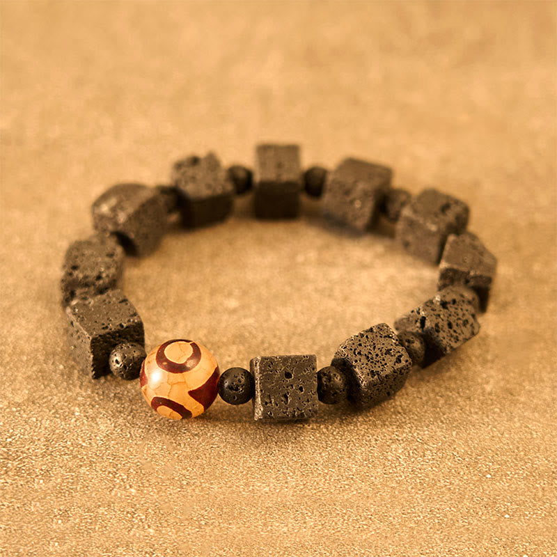 Nimara Ritual Lava Rock Dzi Bead Healing Bracelet