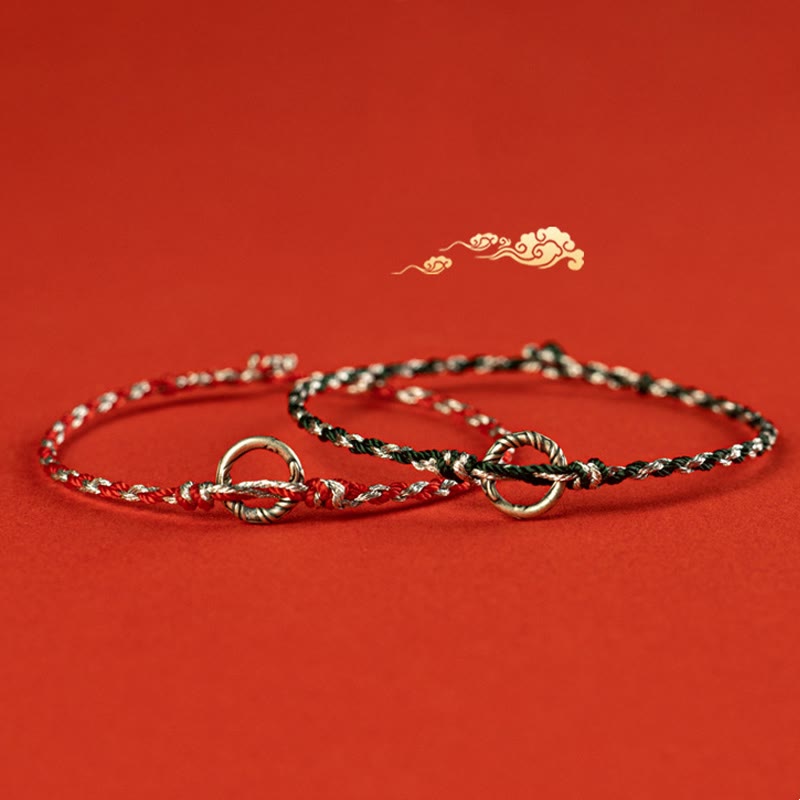 Nimara Ritual 925 Sterling Silver Peace Buckle Luck String Bracelet
