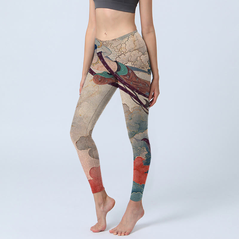 Nimara Ritual Dunhuang Flying Apsaras Auspicious Clouds Print Fitness Leggings Women's Yoga Pants
