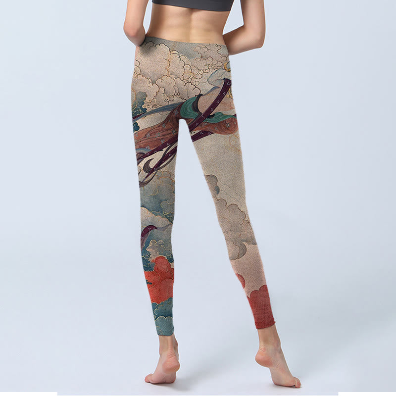 Nimara Ritual Dunhuang Flying Apsaras Auspicious Clouds Print Fitness Leggings Women's Yoga Pants