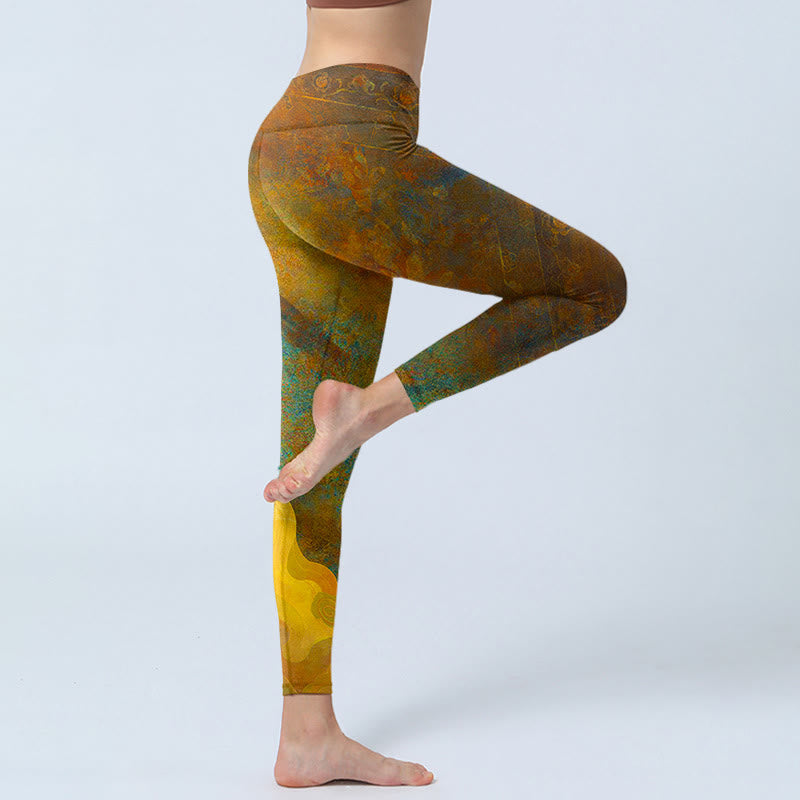 Nimara Ritual Auspicious Clouds Print Lycra Fabric Fitness Leggings Women's Yoga Pants