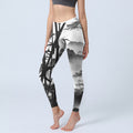Nimara Ritual Ink Painting Bamboo Pine Mountain Scenery Print Gym Leggings Women's Yoga Pants
