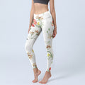 Nimara Ritual White Daisy Red Flower Print Sports Leggings Women's Yoga Pants