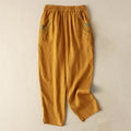 Nimara Ritual Vintage Embroidery Elastic Waist Capri Harem Pants With Pockets