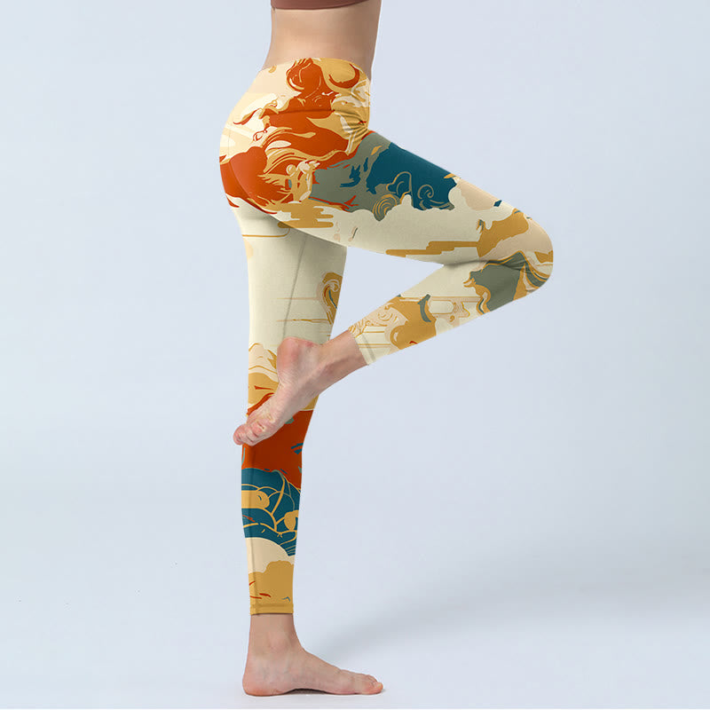 Nimara Ritual Colorful Clouds Print Fitness Leggings Women's Yoga Pants