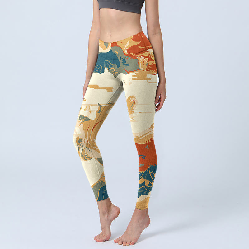 Nimara Ritual Colorful Clouds Print Fitness Leggings Women's Yoga Pants