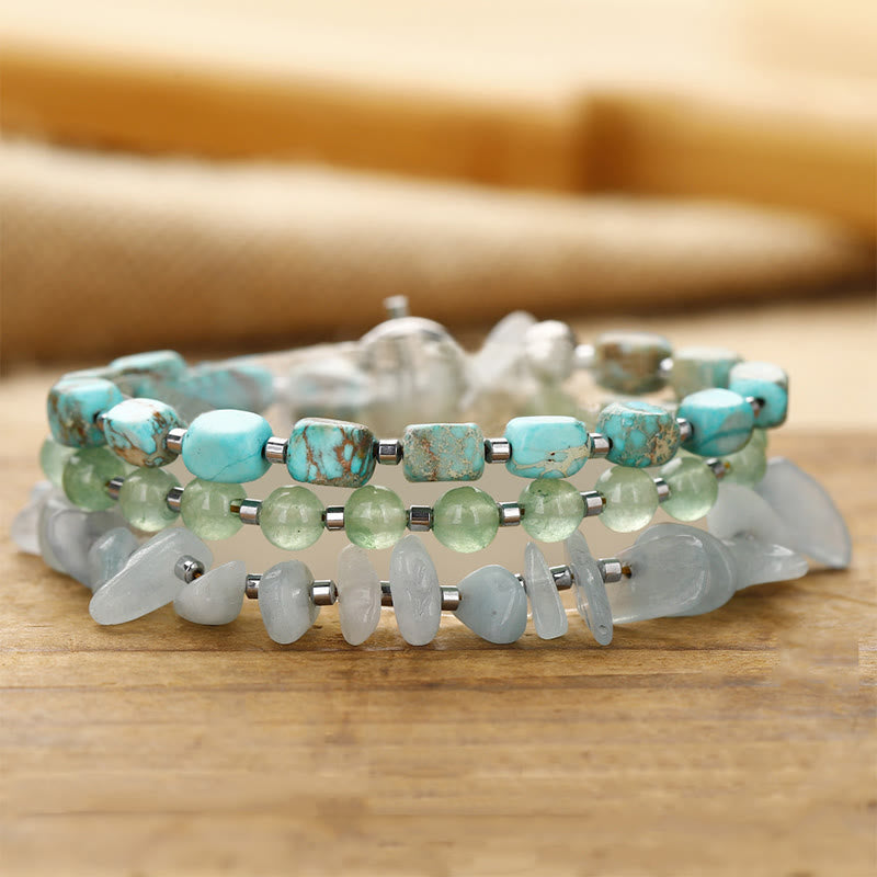 Nimara Ritual Green Emperor Stone Green Aventurine Happiness Triple Wrap Bracelet