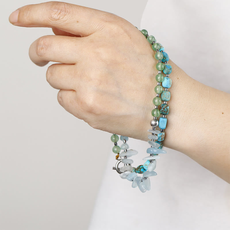Nimara Ritual Green Emperor Stone Green Aventurine Happiness Triple Wrap Bracelet