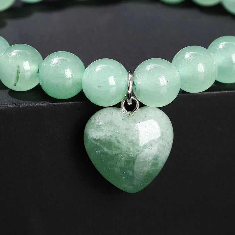 Nimara Ritual Various Crystal Green Aventurine Love Heart Balance Bracelet