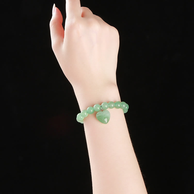 Nimara Ritual Various Crystal Green Aventurine Love Heart Balance Bracelet