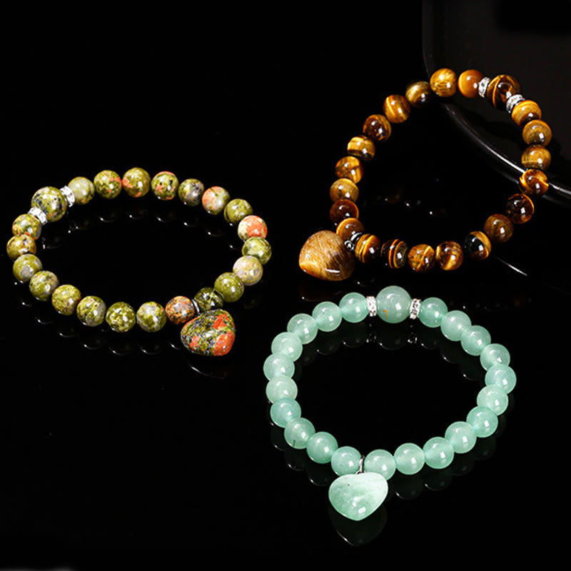 Nimara Ritual Various Crystal Green Aventurine Love Heart Balance Bracelet