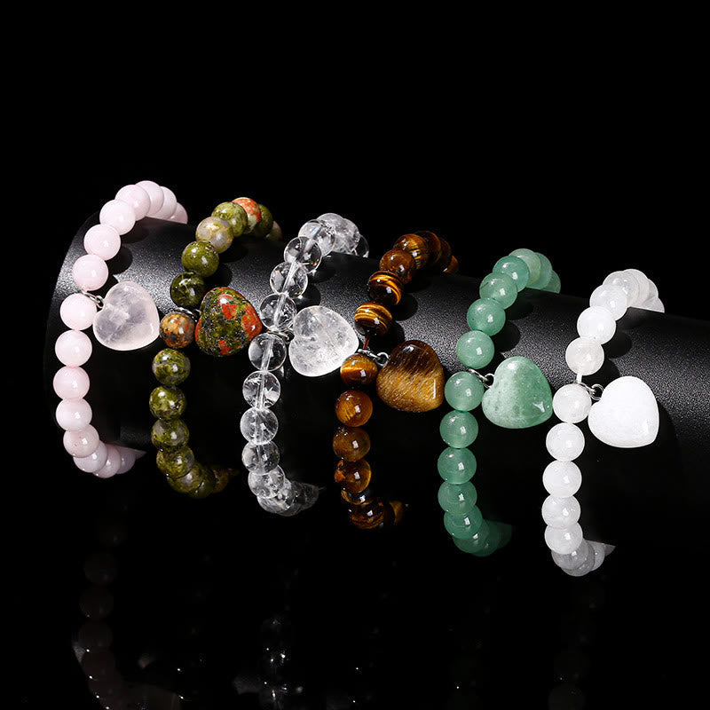 Nimara Ritual Various Crystal Green Aventurine Love Heart Balance Bracelet