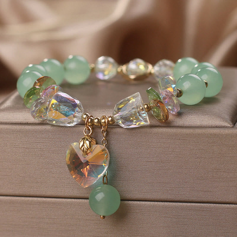 Nimara Ritual Aquamarine Green Crystal Love Heart Charm Healing Bracelet